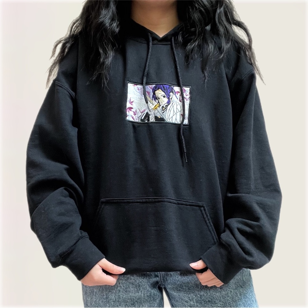 Demon Slayer Shinobu Kocho Embroidered Patch Hoodie
